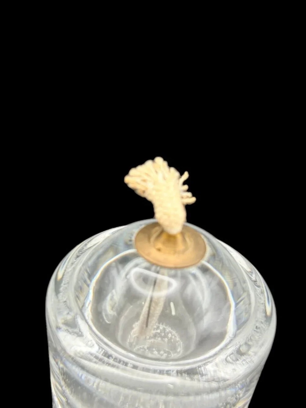 VTG Unique Bullicante Elegant Art Glass Oil Lamp Set Clear Bubble Glass Pair